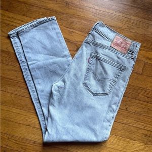 Levi’s 522 slim taper jeans. Bleach washed grey. Size 34x32